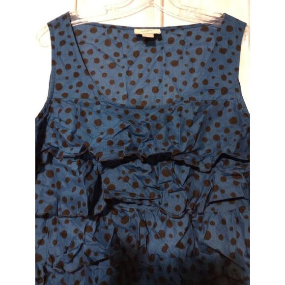 Loft Outlet Shirt Ladies Extra Large Blue Black Polka Dot Sleeveless Semi Sheer - Picture 3 of 6